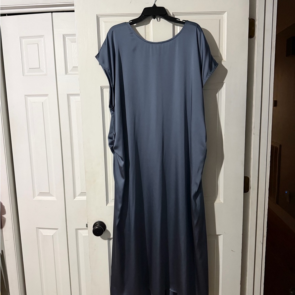 Women's Short Sleeve Ruched Midi Shift Dress - A New Day™ Blue- 4X